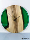 GEKON Green Epoxy Resin Wall Clock made of Oak