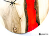 LAVA Red Epoxy Resin Wall Clock made of Walnut Illuminated