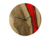 LAVA Red Epoxy Resin Wall Clock made of Walnut Illuminated