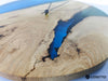 RIVER Blue Epoxy Resin Wall Clock made of Oak