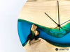 RIVER Blue Epoxy Resin Wall Clock made of Walnut