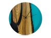 RIVER Turquoise Epoxy Resin Wall Clock made of Walnut