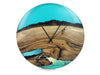 RIVER Turquoise Epoxy Resin Wall Clock made of Walnut and Illuminated in the Dark