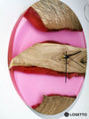 UNICORN Pink Epoxy Resin Wall Clock made of Walnut