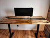 ENT Black Epoxy Adjustable Standing Desk made of Walnut