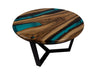 RIVER Turquoise Epoxy Round Coffee Table made of Walnut