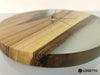 ENT White Clear Epoxy Resin Wall Clock made of Walnut