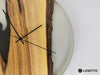 ENT White Clear Epoxy Resin Wall Clock made of Walnut